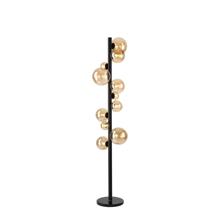 Nelson Lighting NL9048/AM9 Prague 11 Light Floor Lamp Satin Black Amber Plated