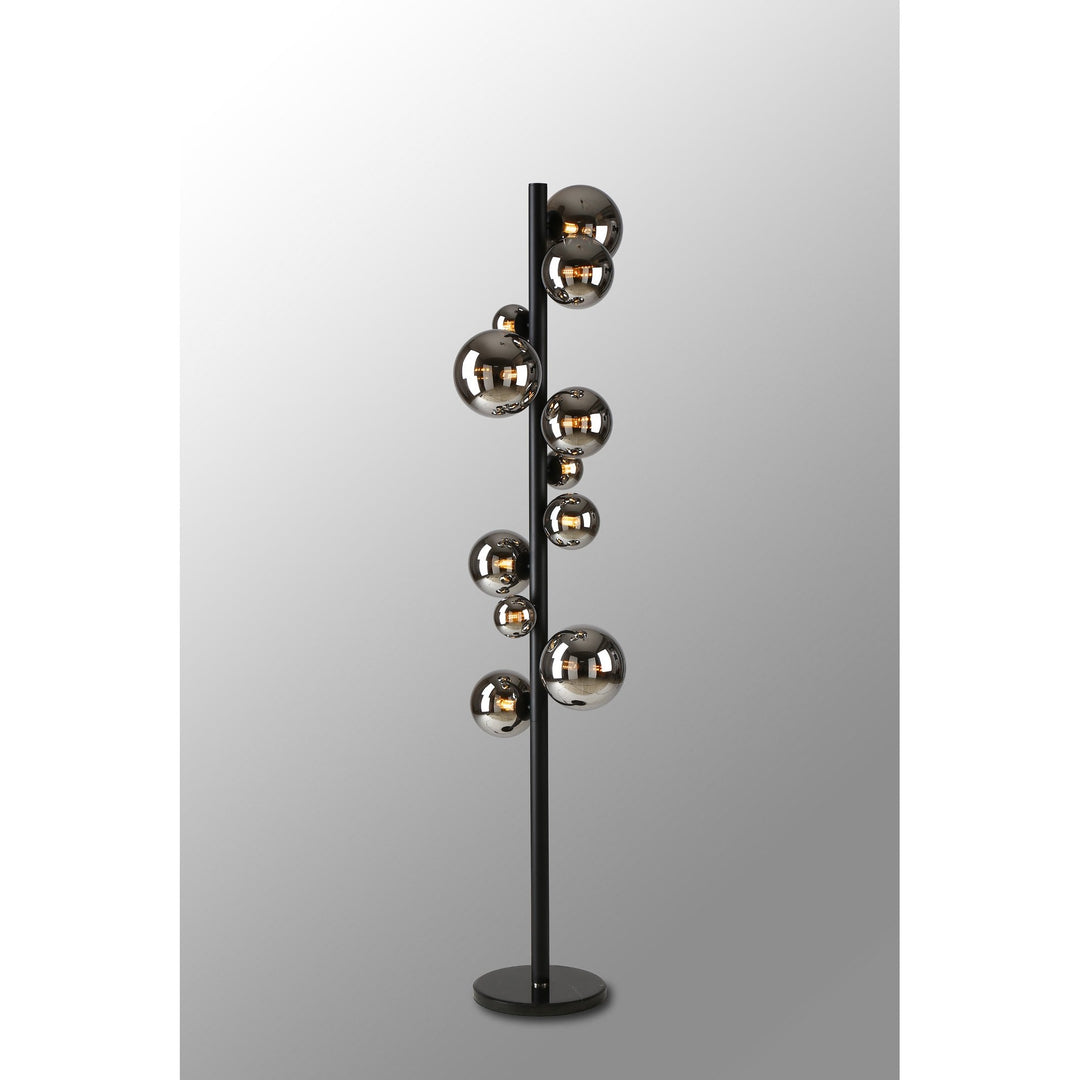 Nelson Lighting NL9048/CH9 Prague 11 Light Floor Lamp Satin Black Chrome Plated