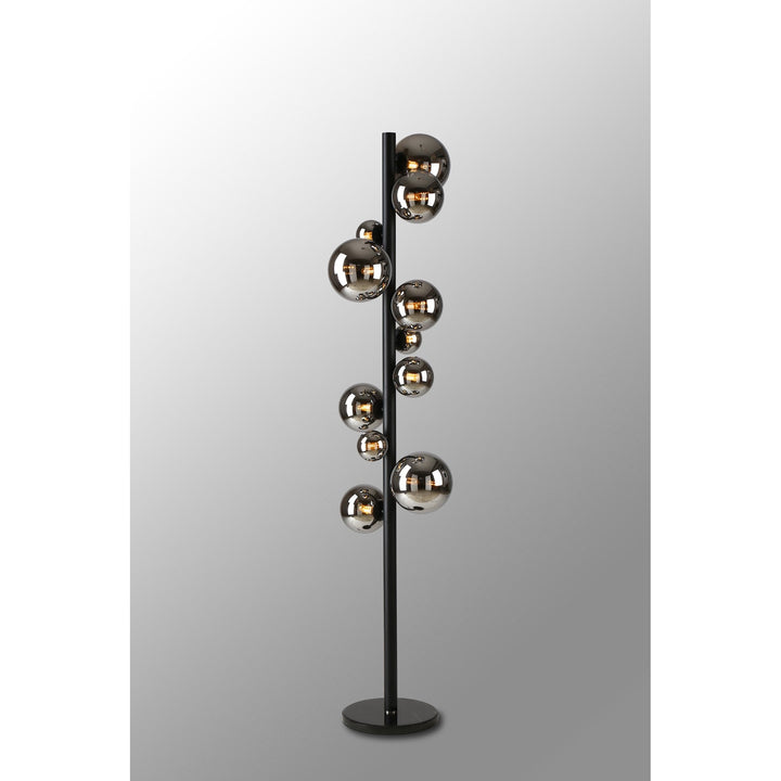 Nelson Lighting NL9048/CH9 Prague 11 Light Floor Lamp Satin Black Chrome Plated