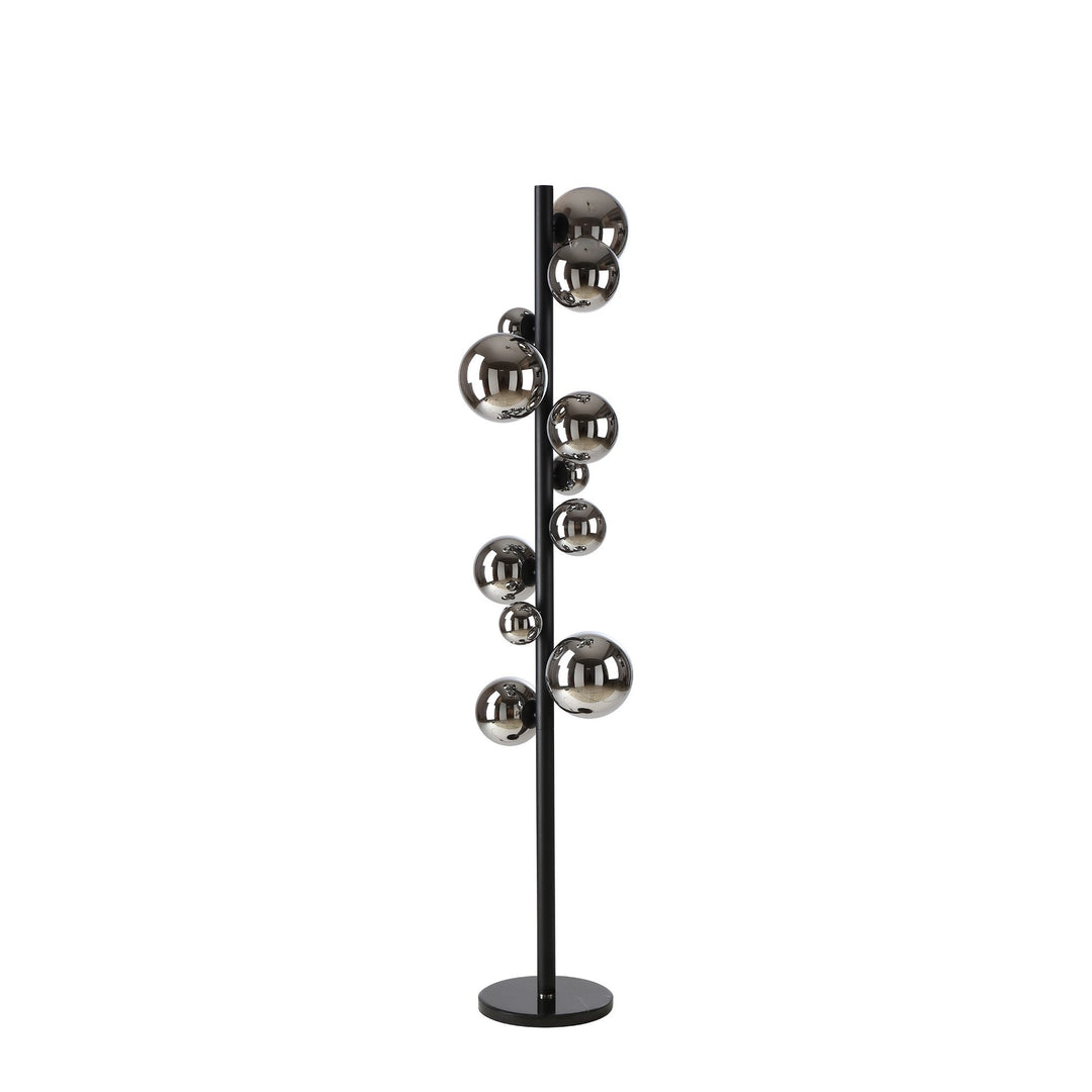 Nelson Lighting NL9048/CH9 Prague 11 Light Floor Lamp Satin Black Chrome Plated