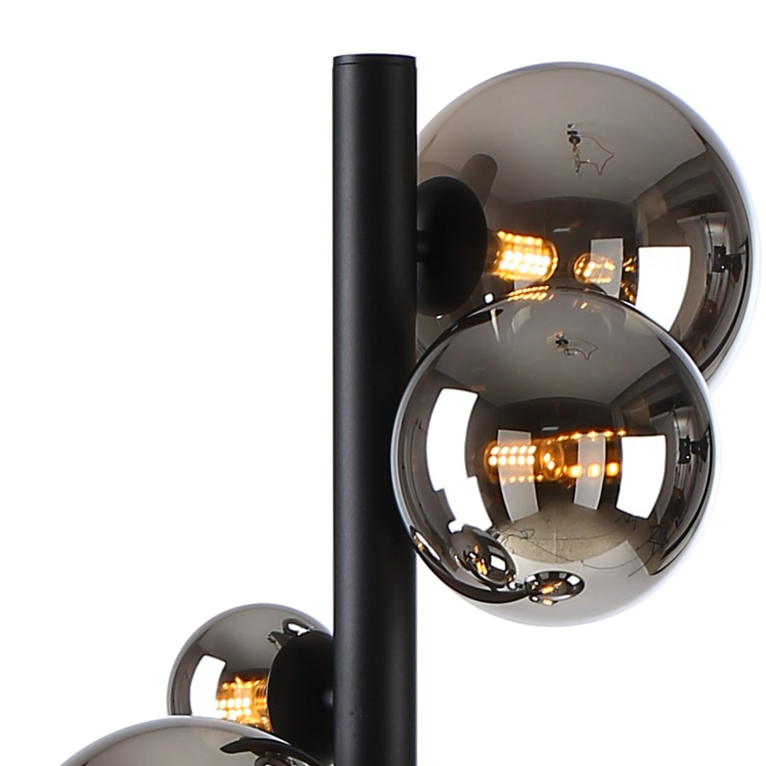 Nelson Lighting NL9048/CH9 Prague 11 Light Floor Lamp Satin Black Chrome Plated