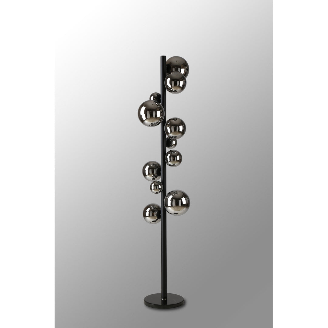 Nelson Lighting NL9048/CH9 Prague 11 Light Floor Lamp Satin Black Chrome Plated