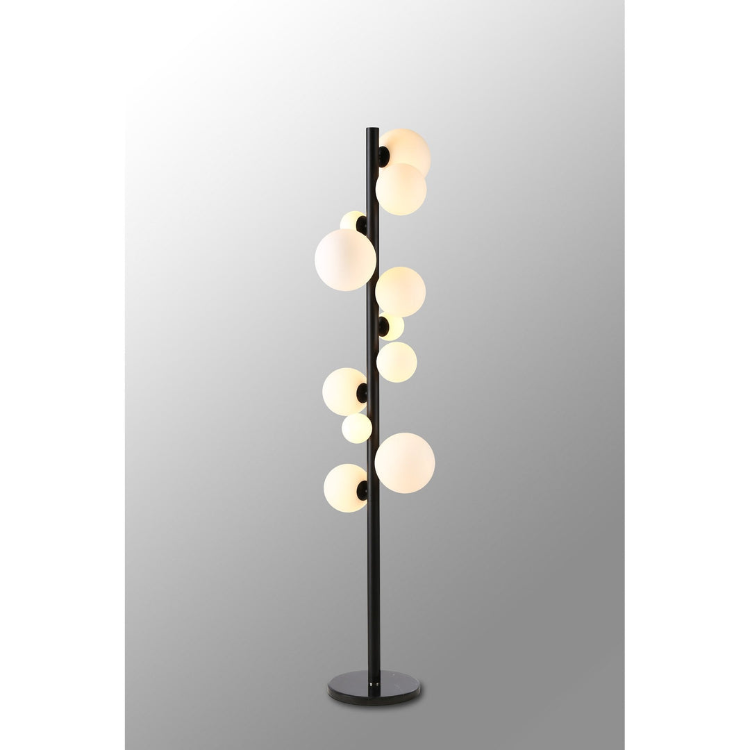 Nelson Lighting NL9048/OP9 Prague 11 Light Floor Lamp Satin Black Opal