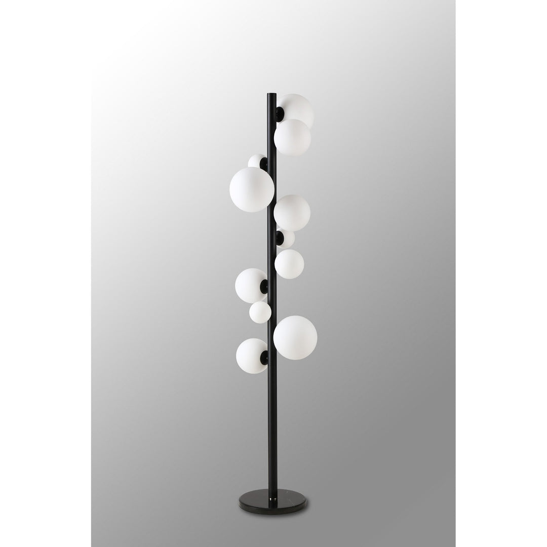 Nelson Lighting NL9048/OP9 Prague 11 Light Floor Lamp Satin Black Opal