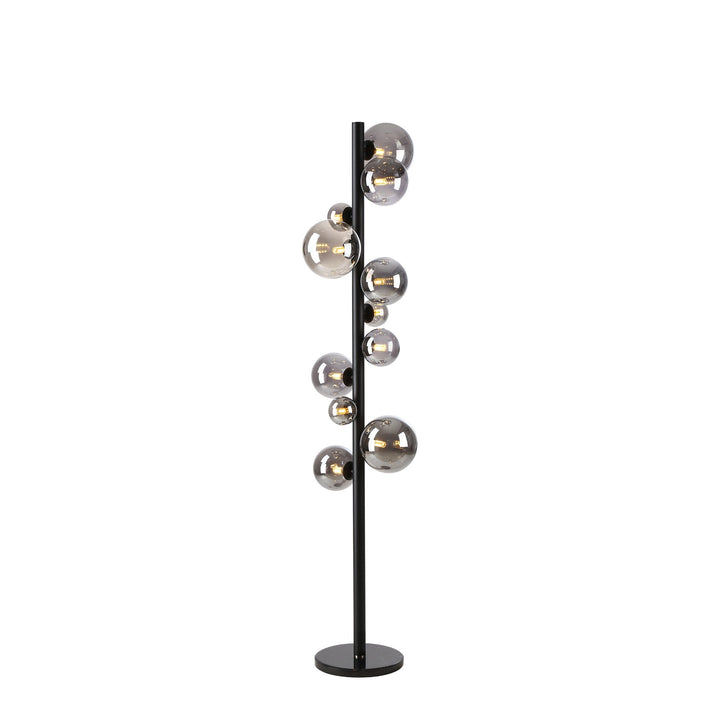 Nelson Lighting NL9048/SM9 Prague 11 Light Floor Lamp Satin Black Smoke Plated