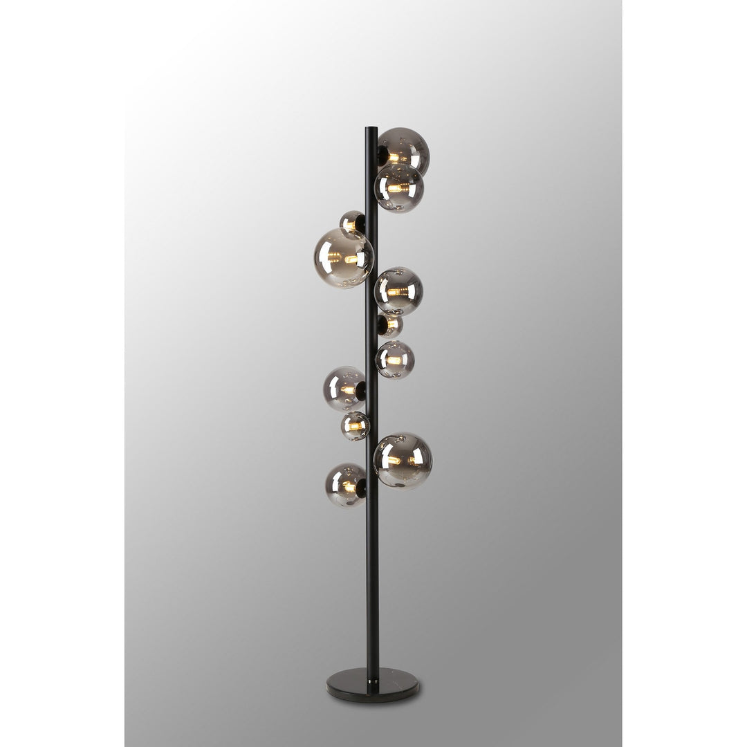 Nelson Lighting NL9048/SM9 Prague 11 Light Floor Lamp Satin Black Smoke Plated