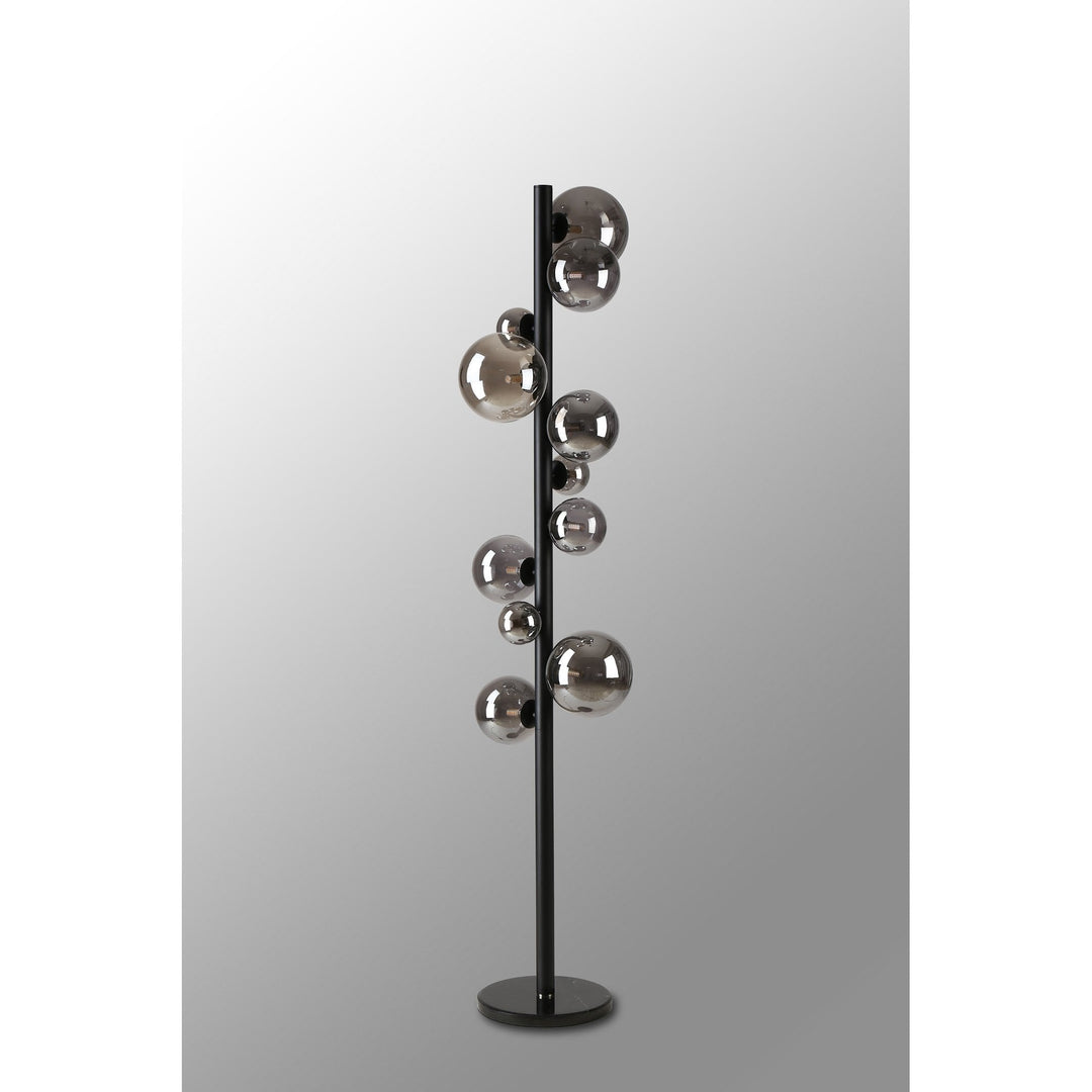 Nelson Lighting NL9048/SM9 Prague 11 Light Floor Lamp Satin Black Smoke Plated