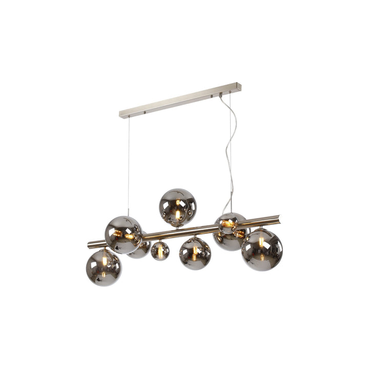 Nelson Lighting NL9058/CH9 Prague 9 Light Linear Pendant Satin Nickel Chrome Plated