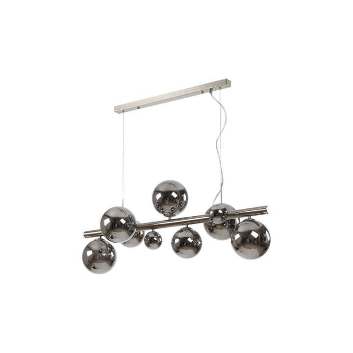 Nelson Lighting NL9058/CH9 Prague 9 Light Linear Pendant Satin Nickel Chrome Plated