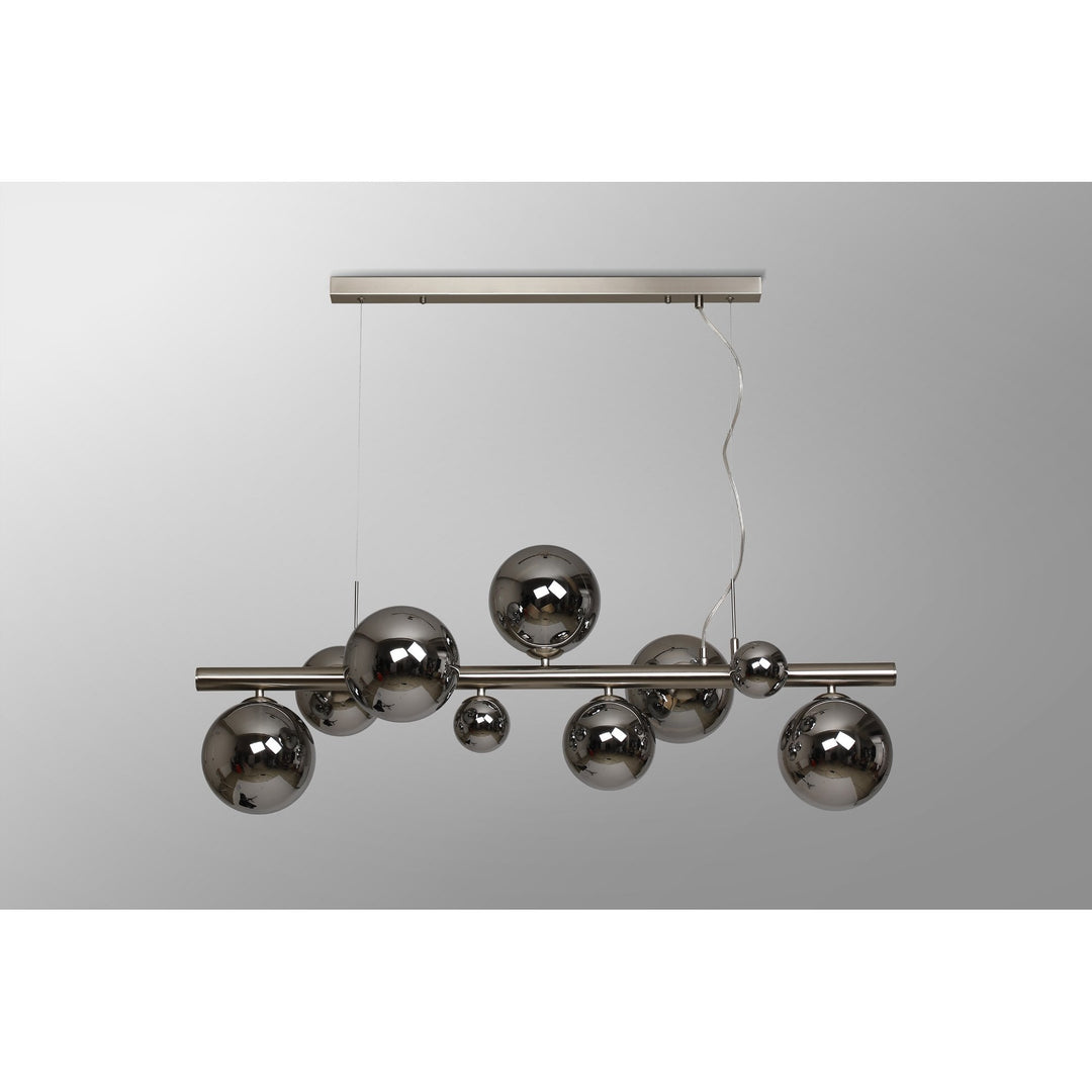 Nelson Lighting NL9058/CH9 Prague 9 Light Linear Pendant Satin Nickel Chrome Plated