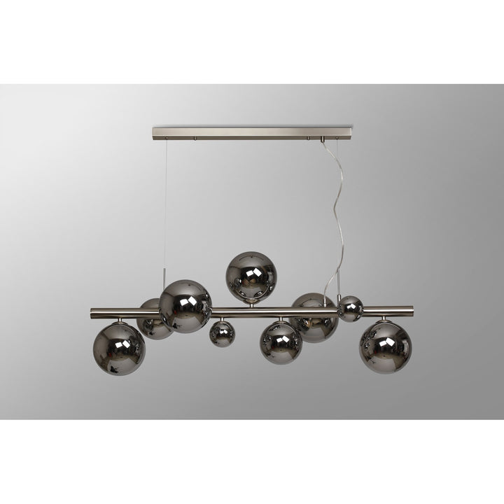 Nelson Lighting NL9058/CH9 Prague 9 Light Linear Pendant Satin Nickel Chrome Plated