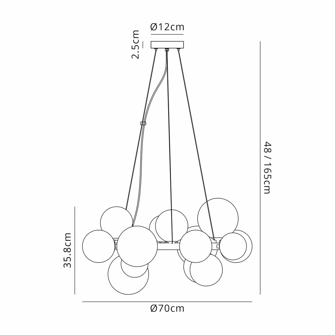 Nelson Lighting NL9059/AM9 Prague 16 Light Circular Pendant Satin Nickel Amber Plated