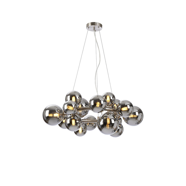 Nelson Lighting NL9059/CH9 Prague 16 Light Circular Pendant Satin Nickel Chrome Plated