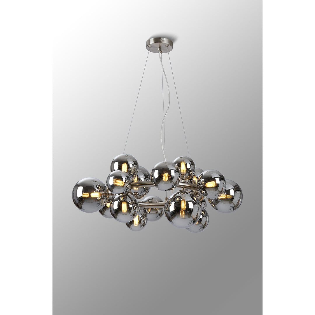 Nelson Lighting NL9059/CH9 Prague 16 Light Circular Pendant Satin Nickel Chrome Plated