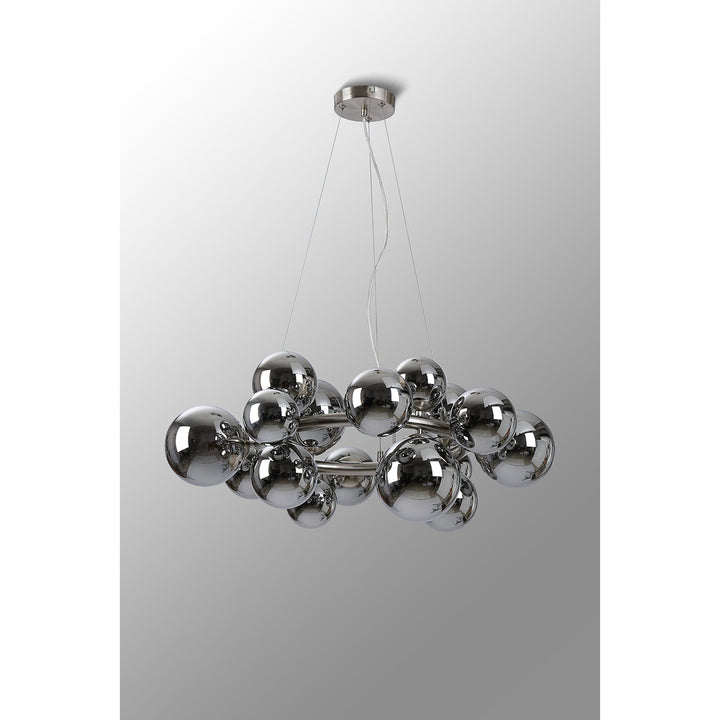 Nelson Lighting NL9059/CH9 Prague 16 Light Circular Pendant Satin Nickel Chrome Plated