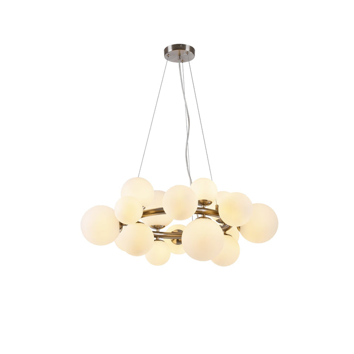 Nelson Lighting NL9059/OP9 Prague 16 Light Circular Pendant Satin Nickel Opal