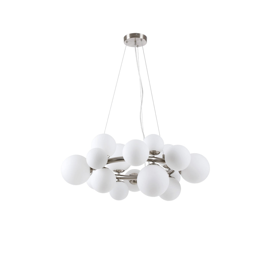 Nelson Lighting NL9059/OP9 Prague 16 Light Circular Pendant Satin Nickel Opal