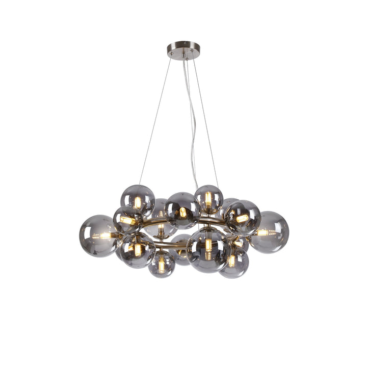 Nelson Lighting NL9059/SM9 Prague 16 Light Circular Pendant Satin Nickel Smoke Plated