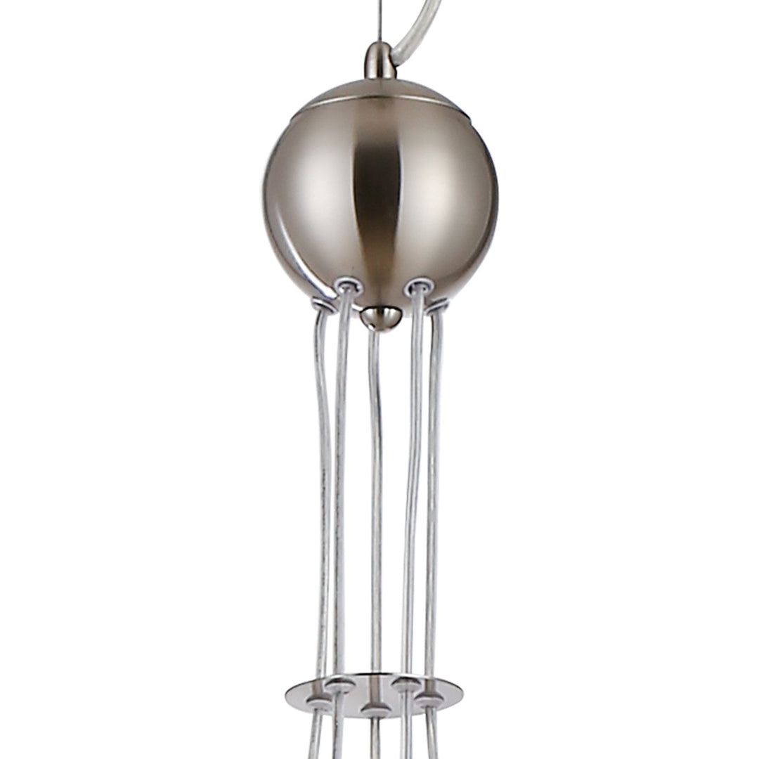 Nelson Lighting NL9060/AM9 Prague 5 Light Pendant Satin Nickel Amber Plated