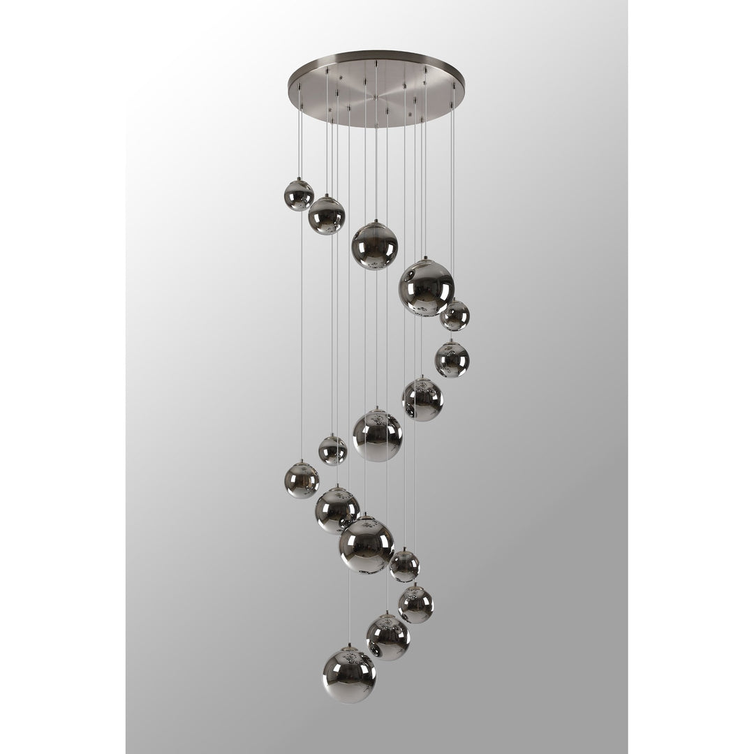 Nelson Lighting NL9061/CH9 Prague 16 Light Pendant Satin Nickel Chrome Plated