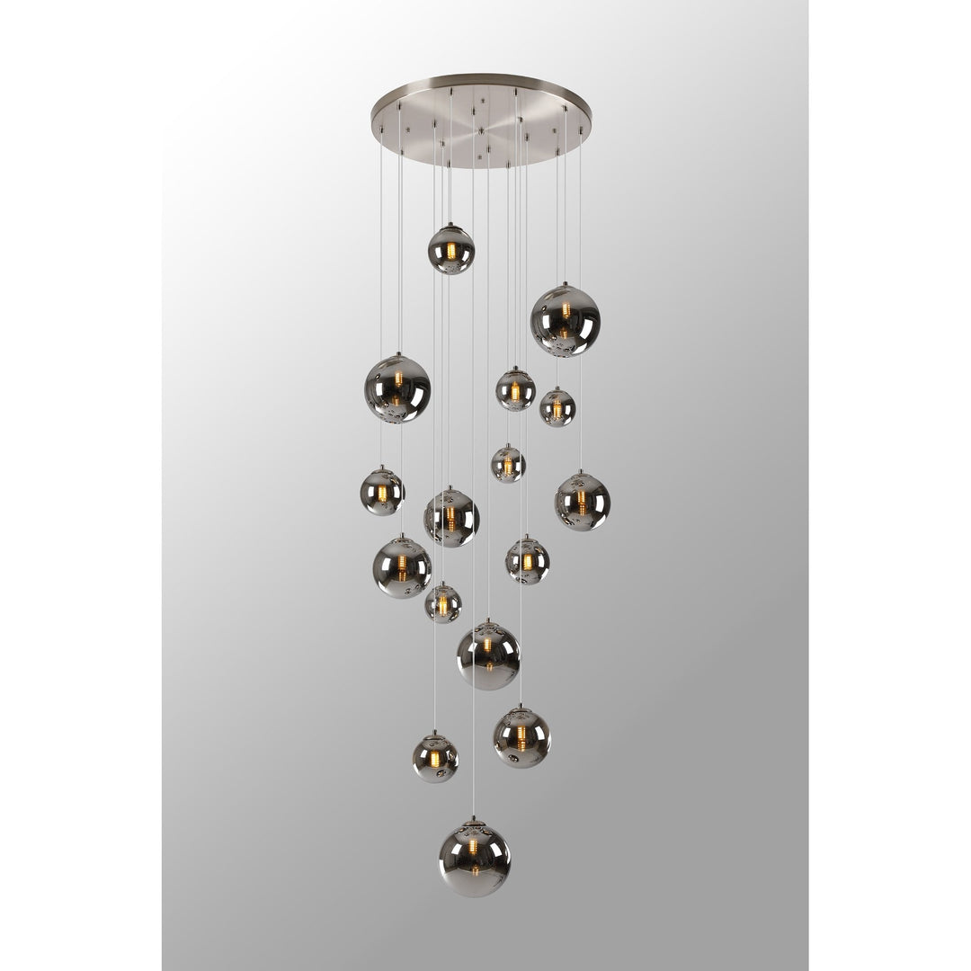 Nelson Lighting NL9061/CH9 Prague 16 Light Pendant Satin Nickel Chrome Plated