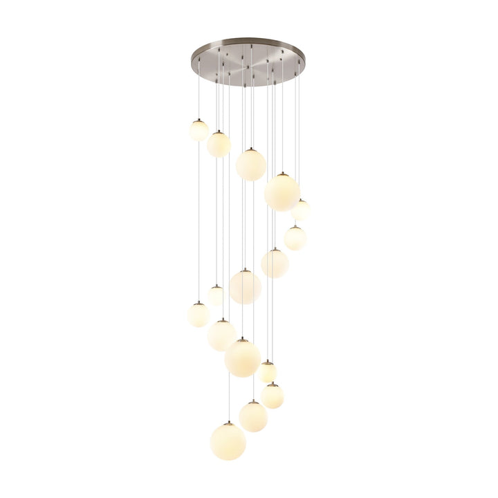 Nelson Lighting NL9061/OP9 Prague 16 Light Pendant Satin Nickel Opal