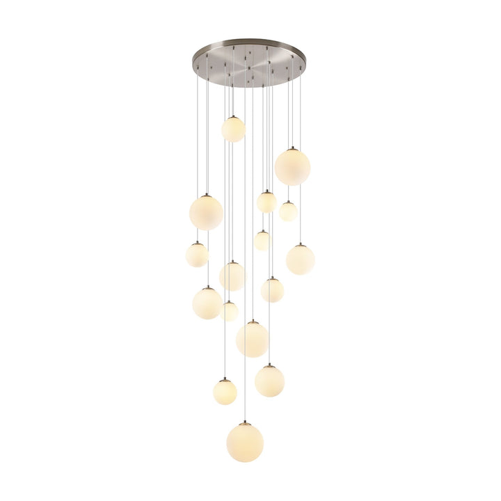 Nelson Lighting NL9061/OP9 Prague 16 Light Pendant Satin Nickel Opal