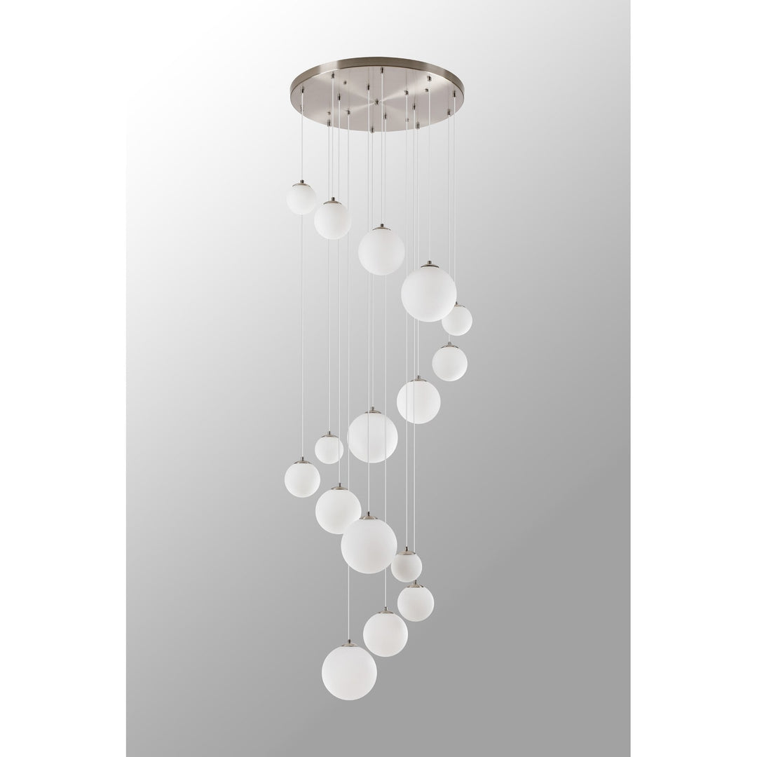 Nelson Lighting NL9061/OP9 Prague 16 Light Pendant Satin Nickel Opal