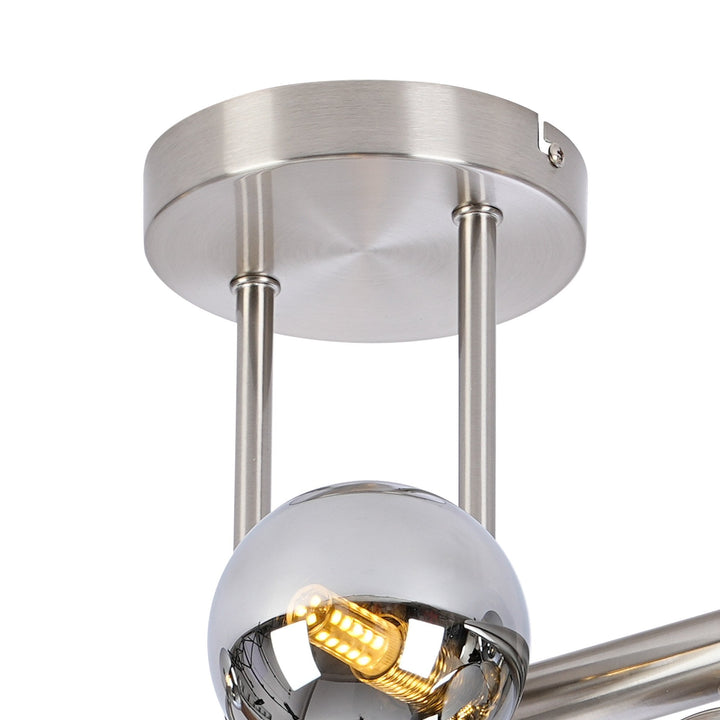 Nelson Lighting NL9062/CH9 Prague 6 Light Ceiling Light Satin Nickel Chrome Plated