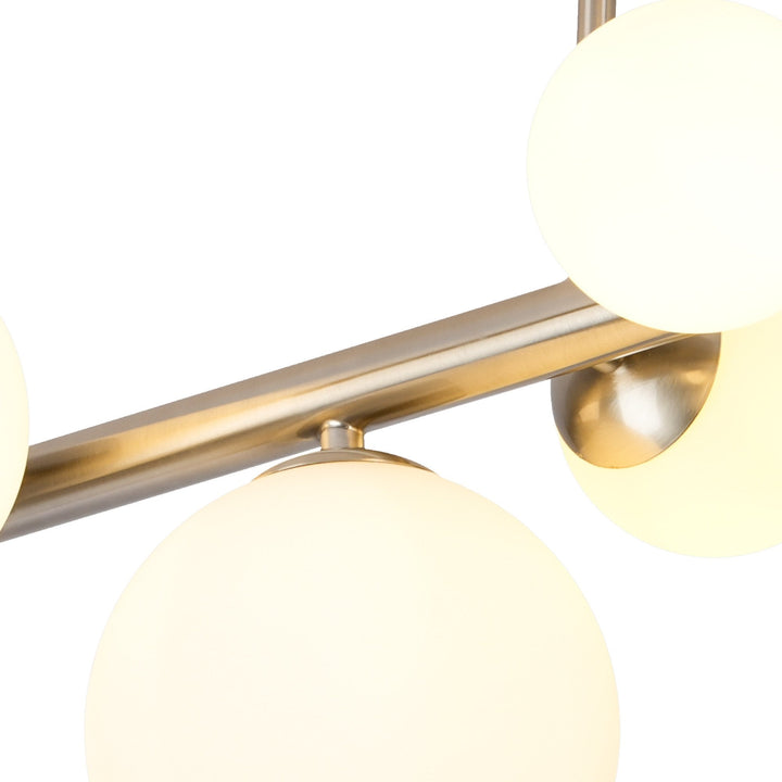 Nelson Lighting NL9062/OP9 Prague 6 Light Ceiling Light Satin Nickel Opal