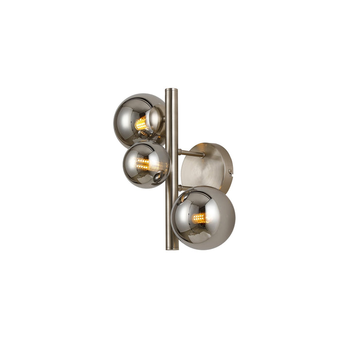 Nelson Lighting NL9063/CH9 Prague 3 Light Wall Light Satin Nickel Chrome Plated