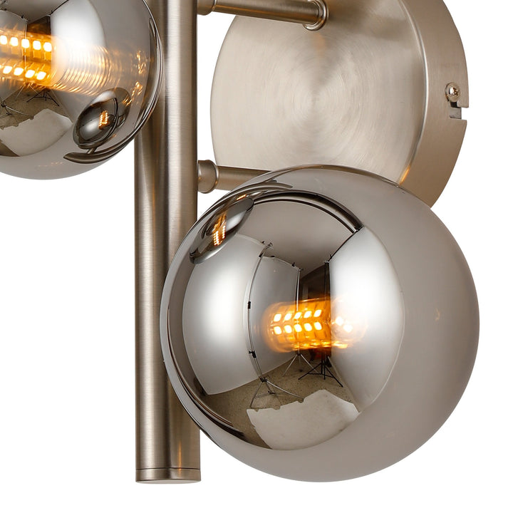 Nelson Lighting NL9063/CH9 Prague 3 Light Wall Light Satin Nickel Chrome Plated