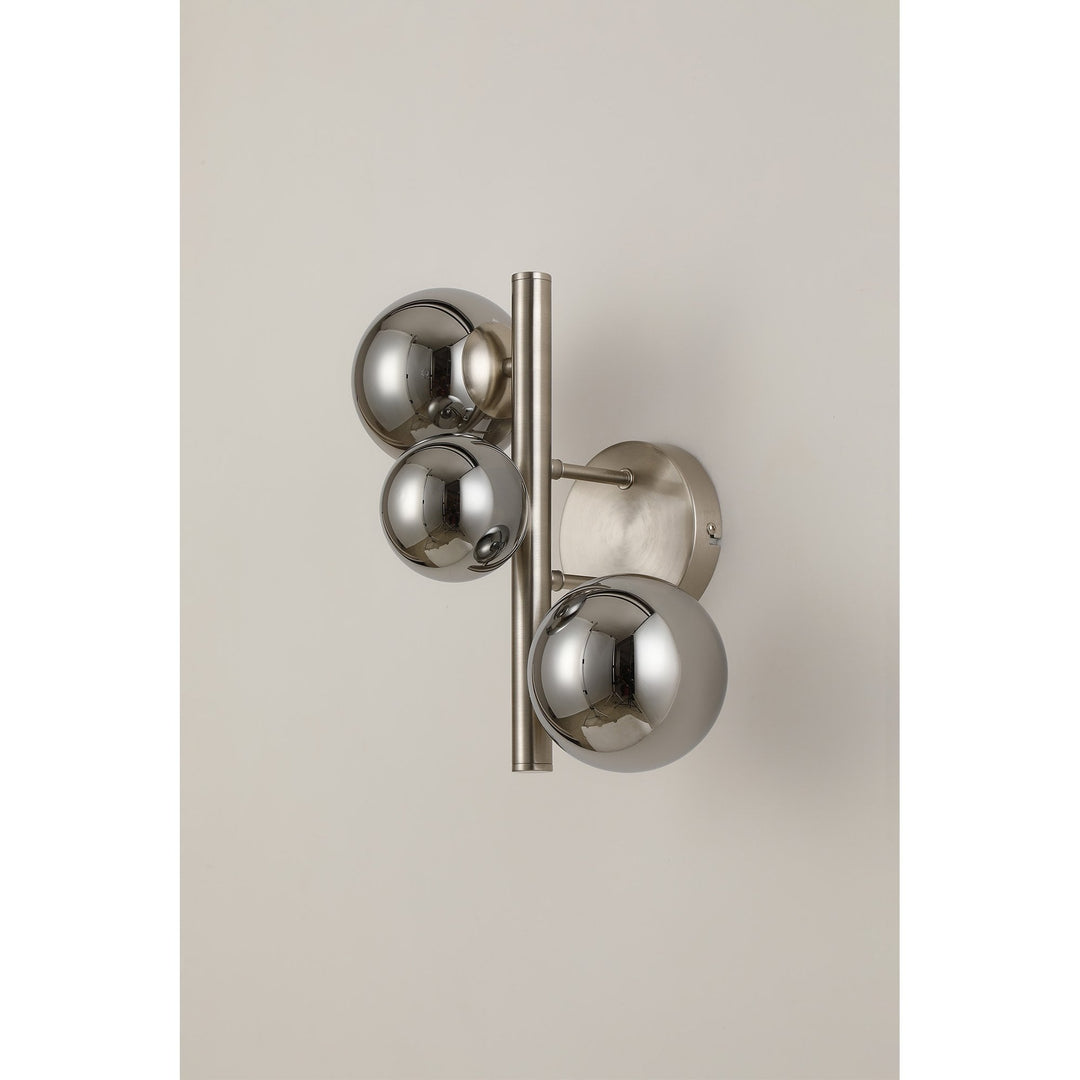 Nelson Lighting NL9063/CH9 Prague 3 Light Wall Light Satin Nickel Chrome Plated