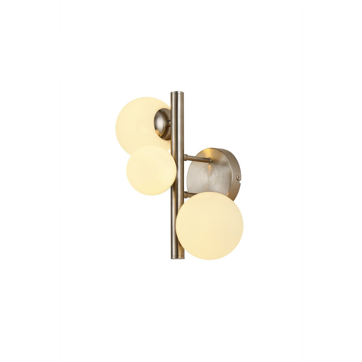 Nelson Lighting NL9063/OP9 Prague 3 Light Wall Light Satin Nickel Opal