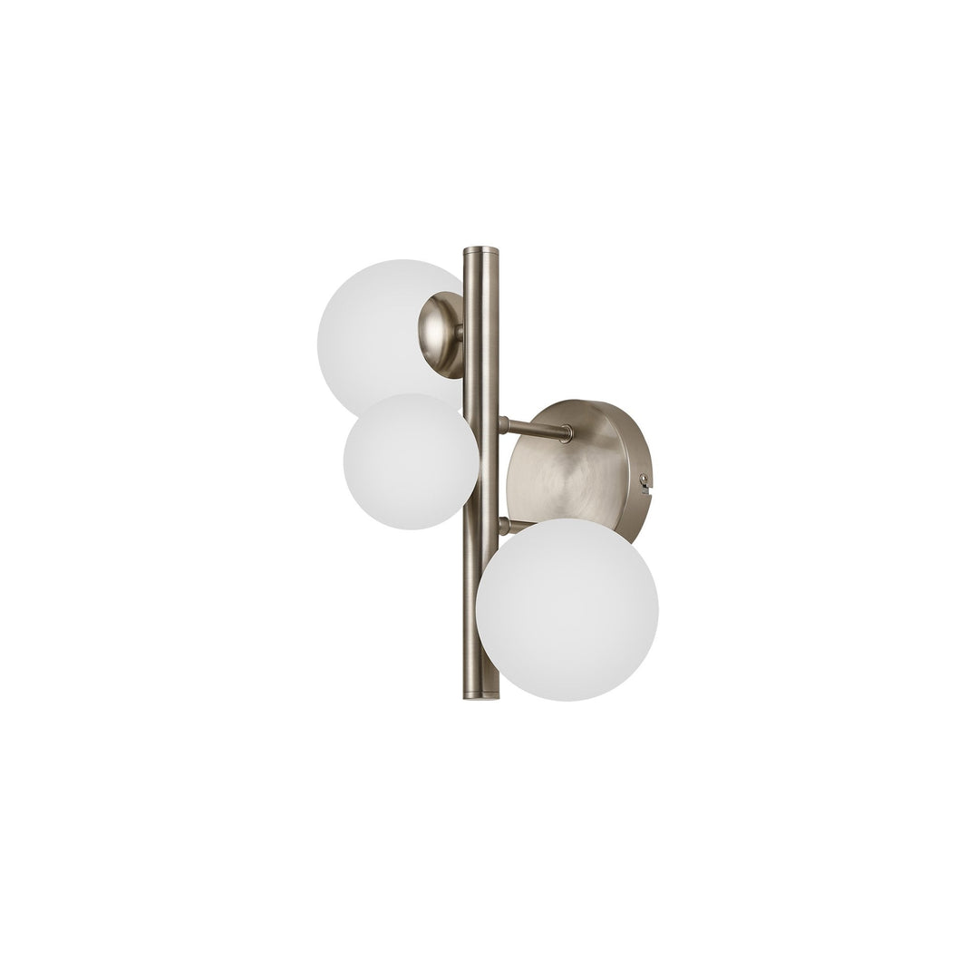 Nelson Lighting NL9063/OP9 Prague 3 Light Wall Light Satin Nickel Opal