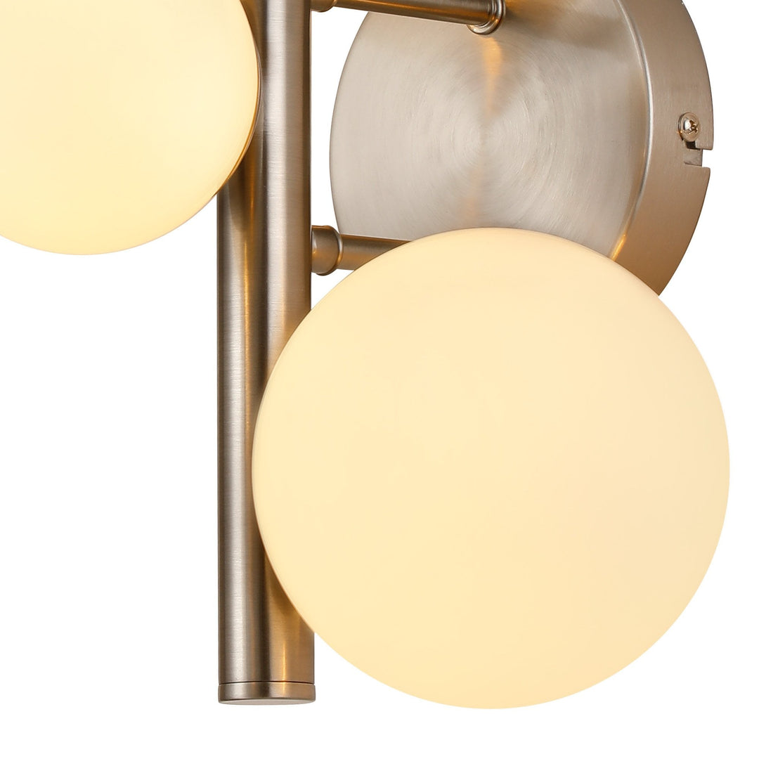 Nelson Lighting NL9063/OP9 Prague 3 Light Wall Light Satin Nickel Opal