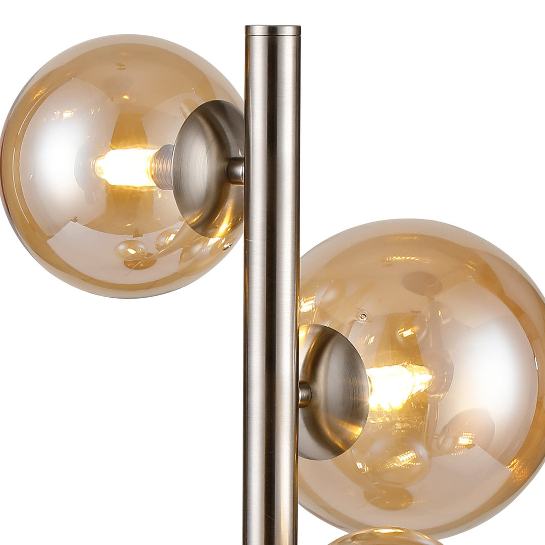 Nelson Lighting NL9065/AM9 Prague 4 Light Table Lamp Satin Nickel Amber Plated