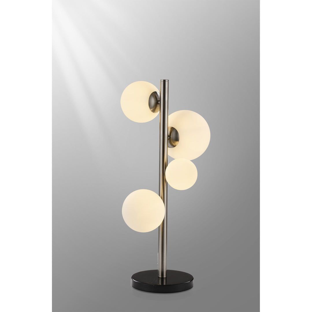 Nelson Lighting NL9065/OP9 Prague 4 Light Table Lamp Satin Nickel Opal