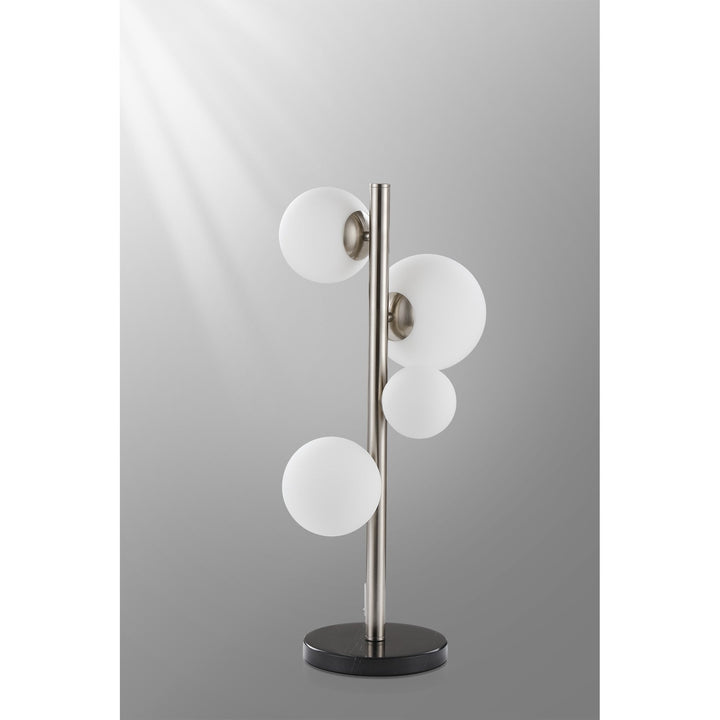 Nelson Lighting NL9065/OP9 Prague 4 Light Table Lamp Satin Nickel Opal