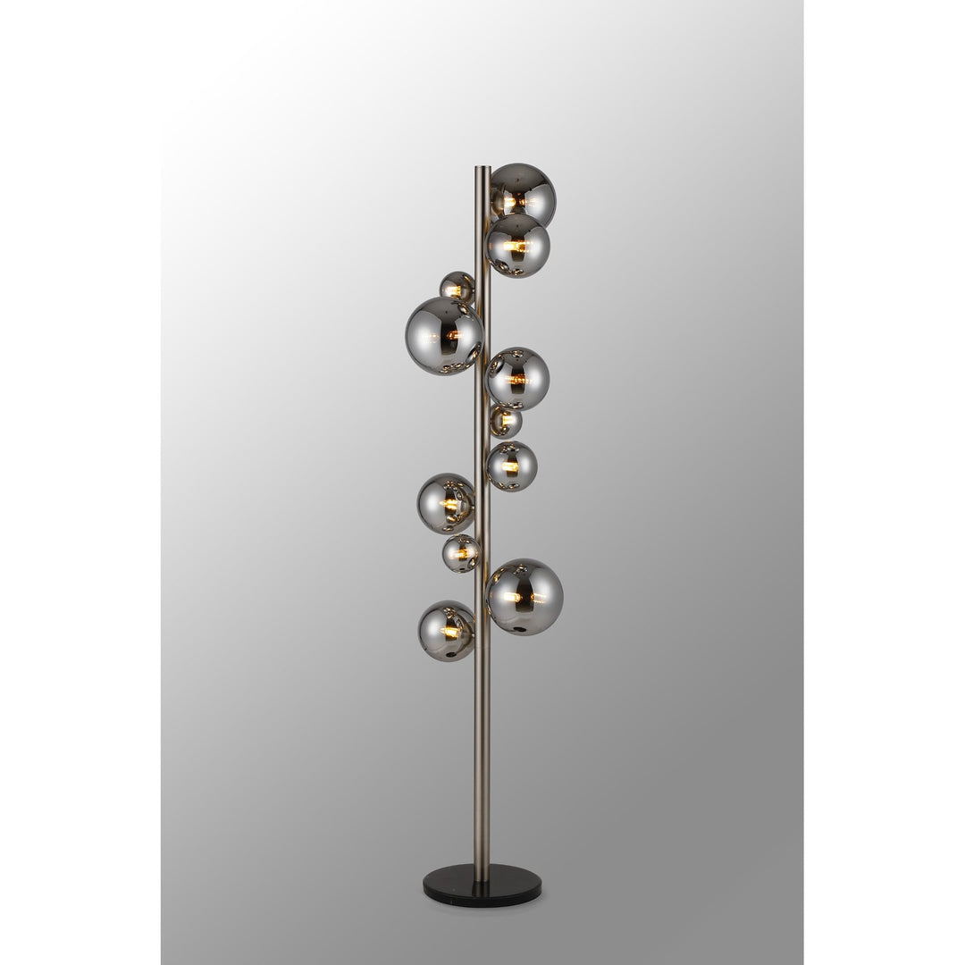 Nelson Lighting NL9066/CH9 Prague 11 Light Floor Lamp Satin Nickel Chrome Plated