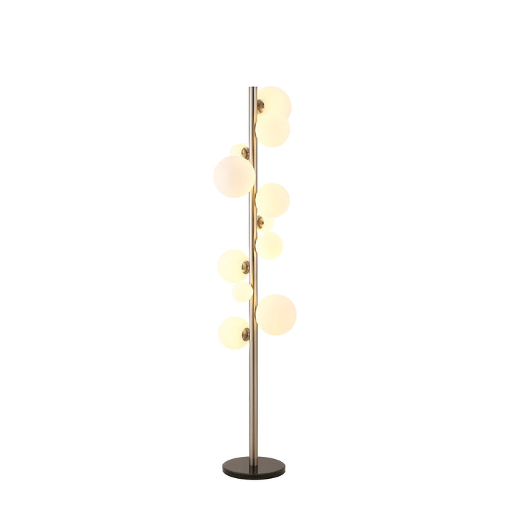 Nelson Lighting NL9066/OP9 Prague 11 Light Floor Lamp Satin Nickel Opal