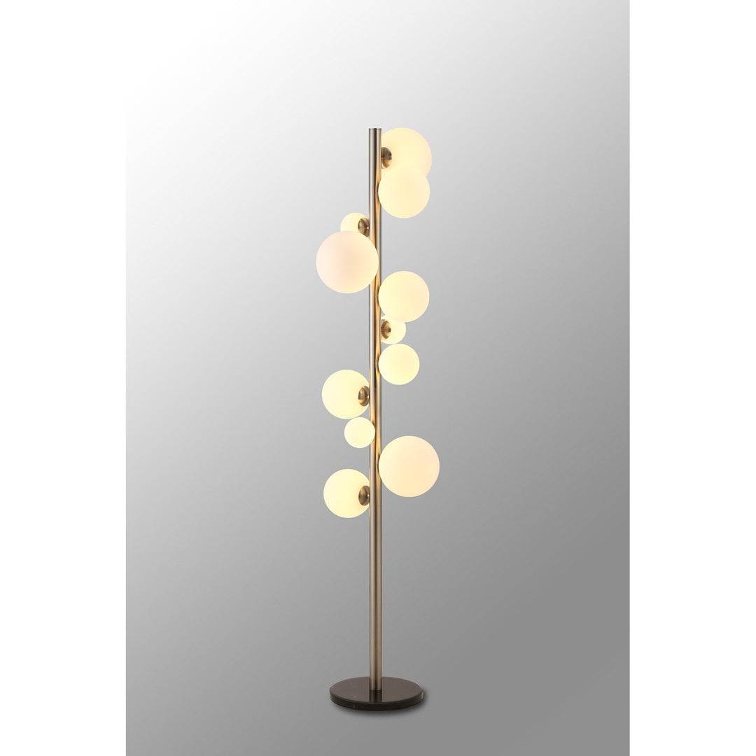 Nelson Lighting NL9066/OP9 Prague 11 Light Floor Lamp Satin Nickel Opal