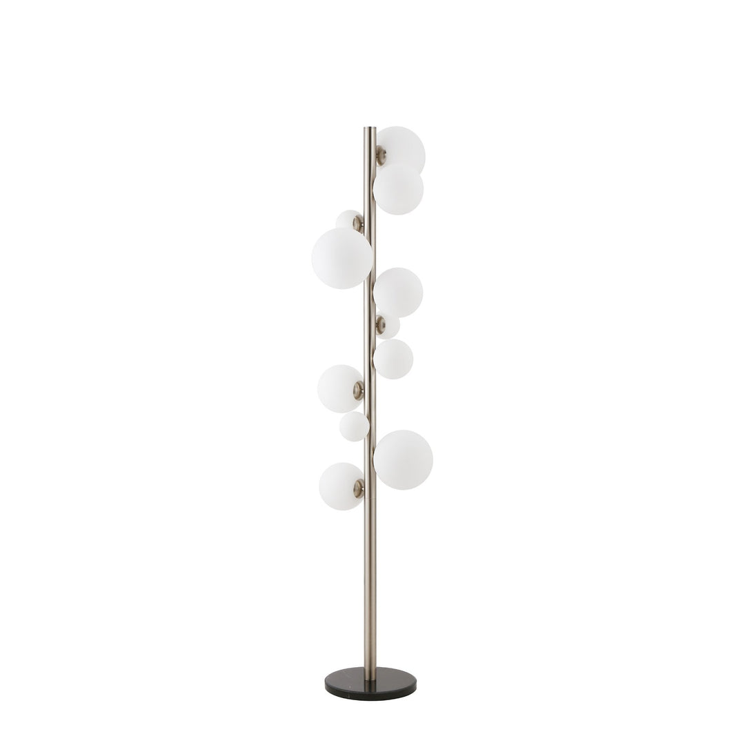 Nelson Lighting NL9066/OP9 Prague 11 Light Floor Lamp Satin Nickel Opal