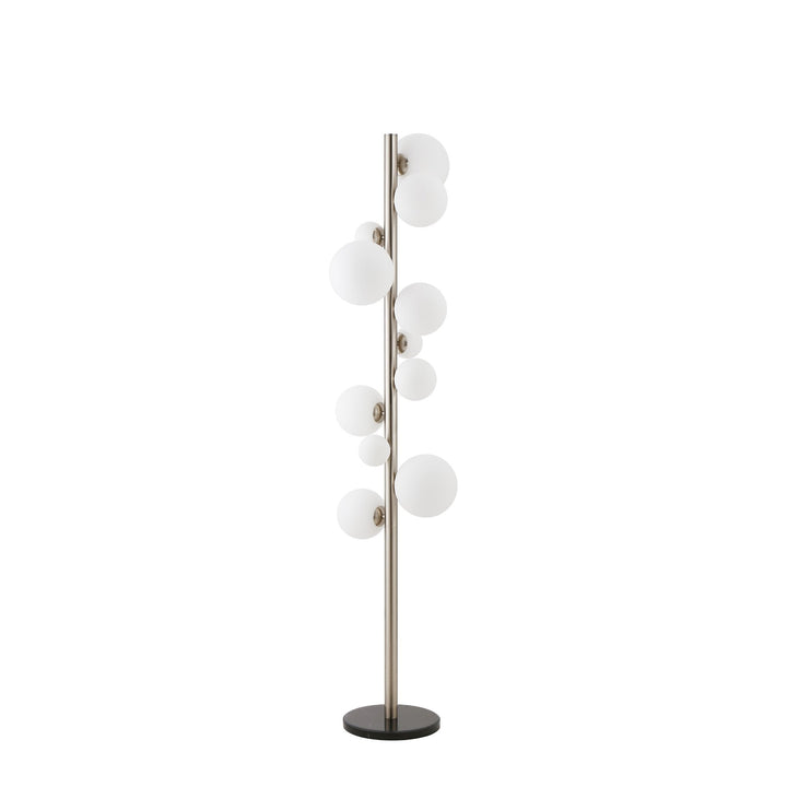 Nelson Lighting NL9066/OP9 Prague 11 Light Floor Lamp Satin Nickel Opal