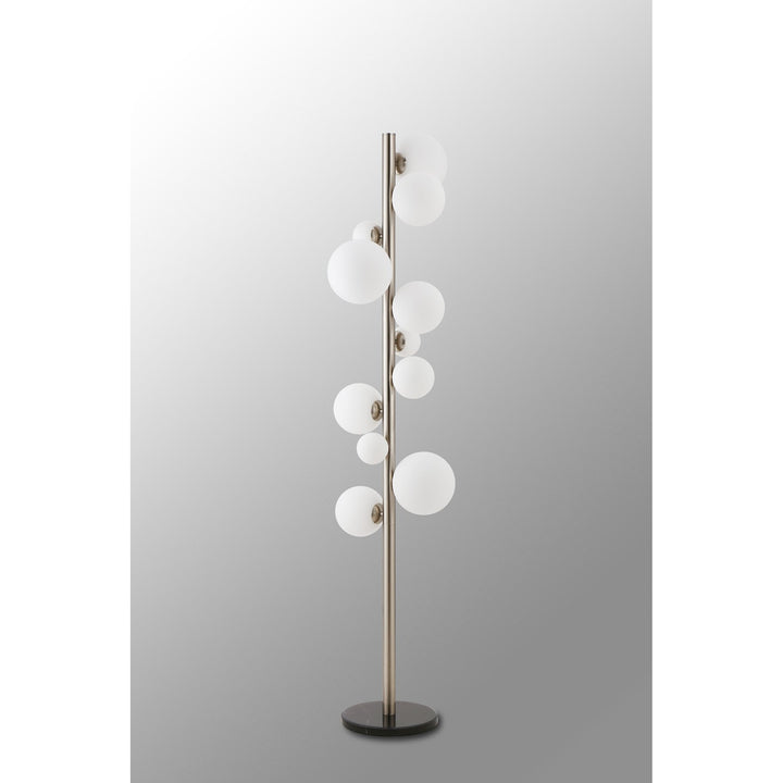 Nelson Lighting NL9066/OP9 Prague 11 Light Floor Lamp Satin Nickel Opal