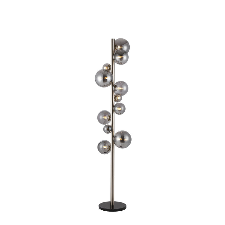 Nelson Lighting NL9066/SM9 Prague 11 Light Floor Lamp Satin Nickel Smoke Plated