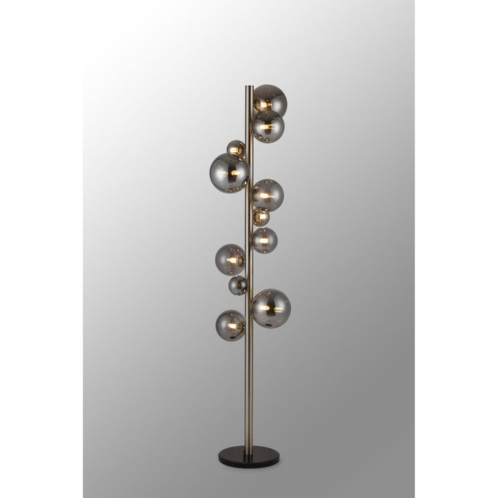 Nelson Lighting NL9066/SM9 Prague 11 Light Floor Lamp Satin Nickel Smoke Plated