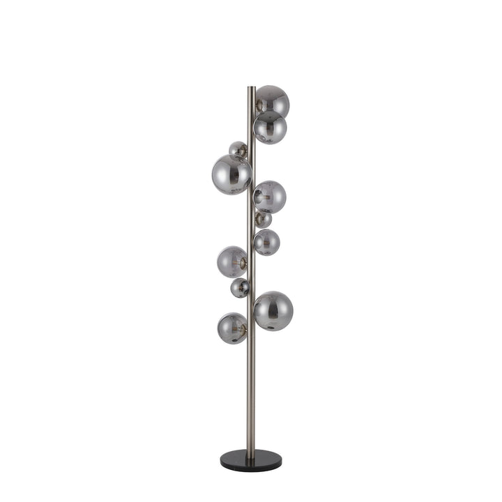 Nelson Lighting NL9066/SM9 Prague 11 Light Floor Lamp Satin Nickel Smoke Plated