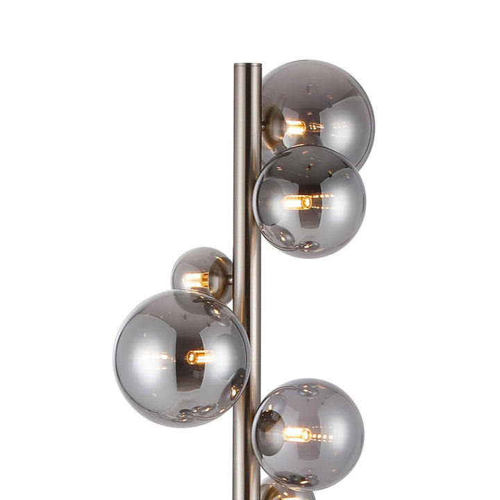 Nelson Lighting NL9066/SM9 Prague 11 Light Floor Lamp Satin Nickel Smoke Plated