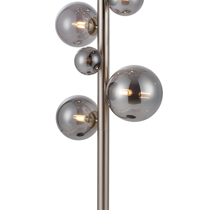 Nelson Lighting NL9066/SM9 Prague 11 Light Floor Lamp Satin Nickel Smoke Plated